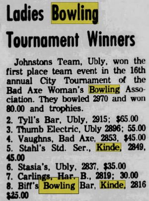 Biffs Bowling Bar - May 1964 Ladies Winners (newer photo)